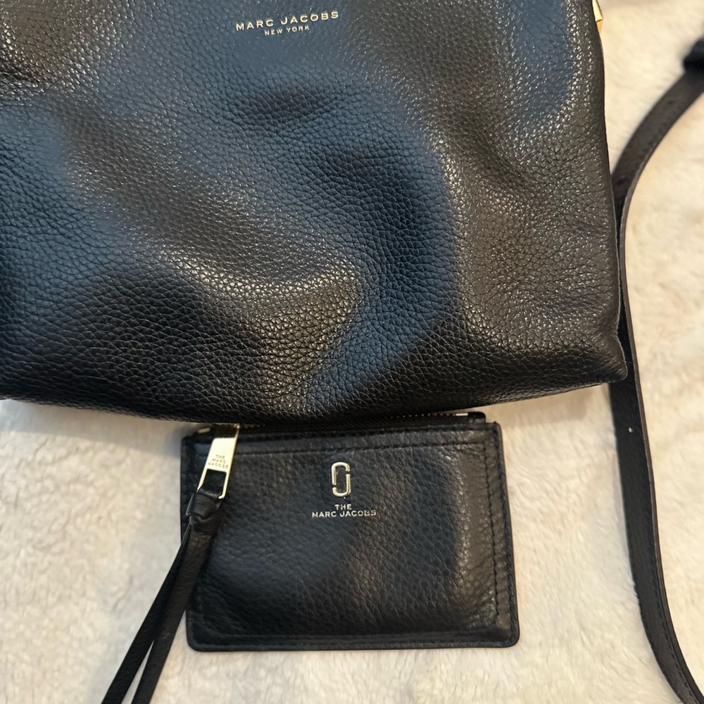 Marc Jacobs Black Pebbled Leather Bag with Cardholder